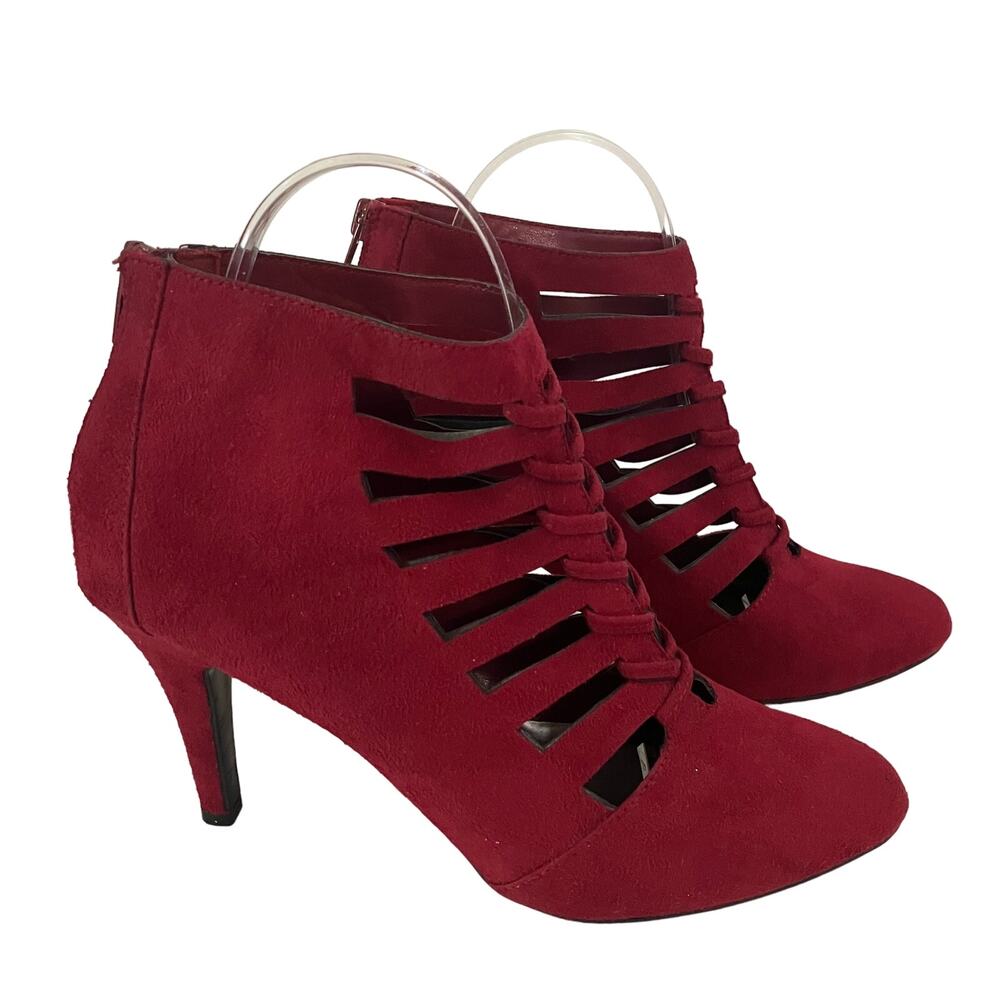 IMPO Maroon SASHA 7.5 Suede Booties 3” Heels - New
